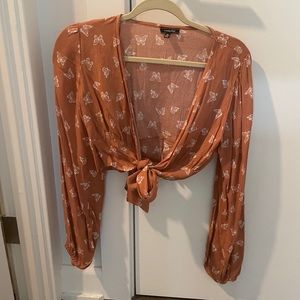 Butterfly boho crop blouse